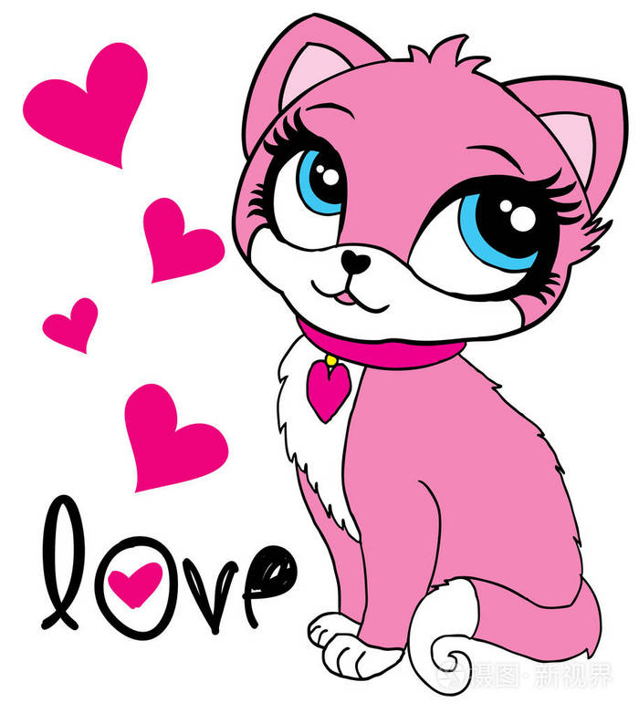 可爱的粉红色猫咪 t 恤图
