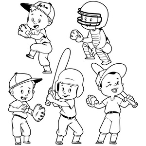 卡通小孩打棒球.关于矢量剪辑艺术插图照片