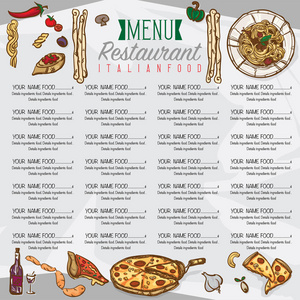 菜单的意大利美食模板设计手绘图形