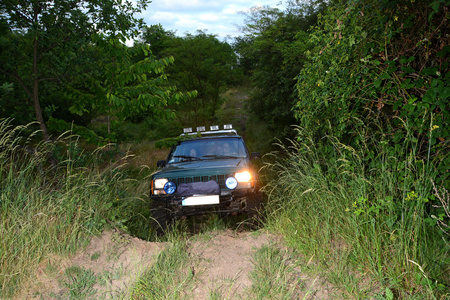 森林里的4x4越野卡车。