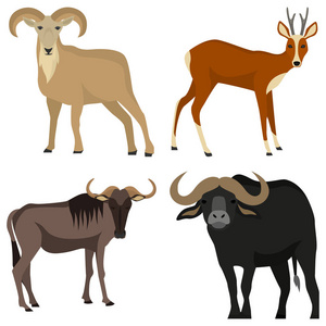 一套针对 web 和移动设计有蹄类的动物颜色平面图标
