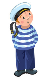 包横幅或卡与快乐的水手横幅或卡与快乐的水手在白色背景上的水手组