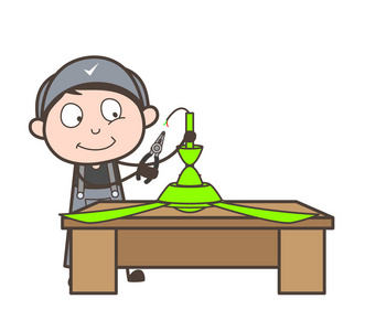 风扇天花板卡通电工修理天花板风扇矢量图照片