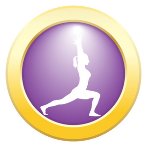 瑜伽高弓步构成紫色图标