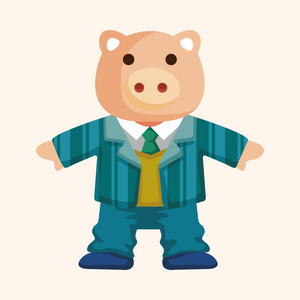 动物猪工人卡通主题元素