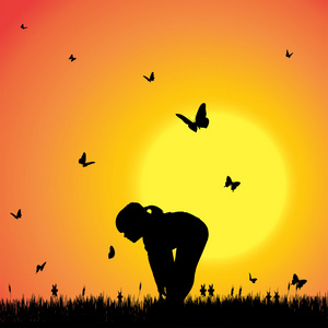 蝴蝶与翼剪影图片