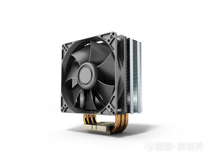 积极的 Cpu 散热器用铝翅片散热片和风扇照片-正版商用图片0crp8p-摄图新视界