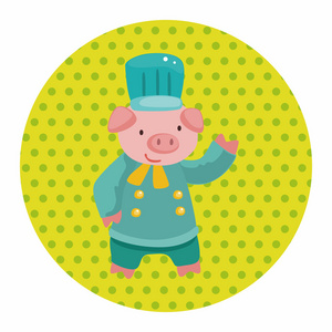 动物猪厨师卡通主题元素