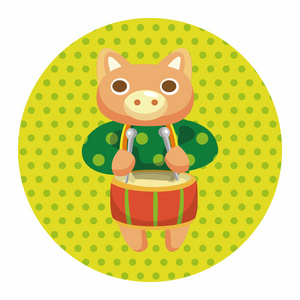 动物猪玩乐器卡通主题元素