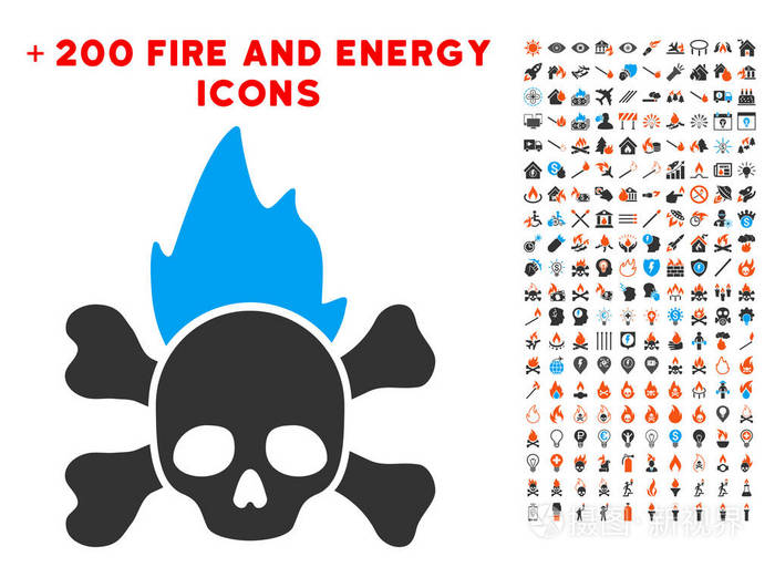 地狱之火与奖金能源组图标插画 正版商用图片0crxzl 摄图新视界