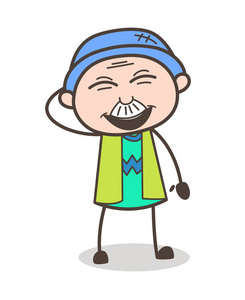追思卡通爷爷大笑矢量图照片