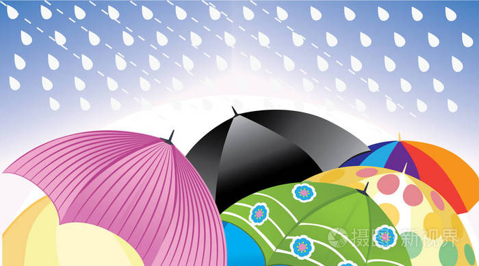 金秋时节的花伞,遮阳伞在雨中,矢量图插画-正版商用图片0cs4il-摄图新