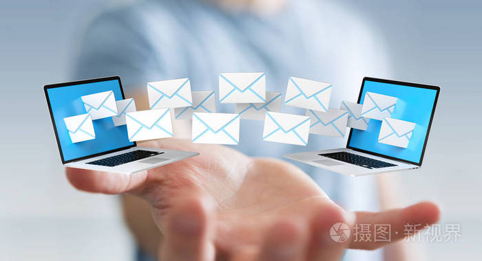 接收电子邮件对他数字设备3d楼效果图的商人