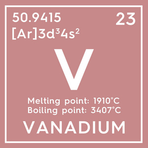 钒钒.过渡金属.门捷列夫元素周期表中的化学成分照片