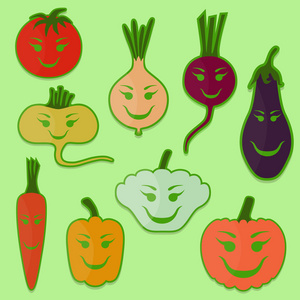 一套卡通有趣的蔬菜