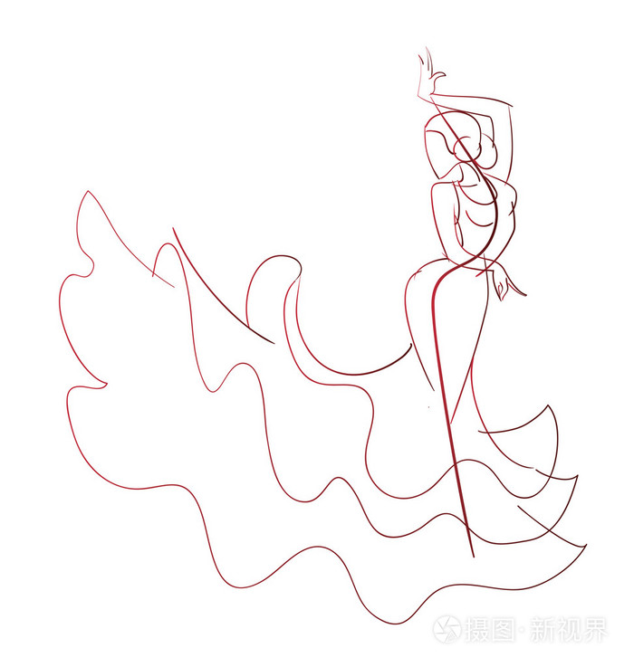 手势绘图佛朗明哥舞者表达姿势插画-正版商用图片0csbj7-摄图新视界