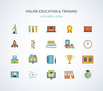 在线教育和培训图标集