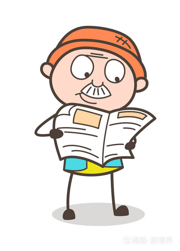 卡通老男人读报纸矢量的概念插画-正版商用图片0csgpr-摄图新视界