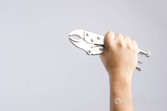 锁紧钳或鼹鼠握把的手