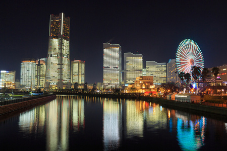 日本横滨明夜的 minatomirai 21 区