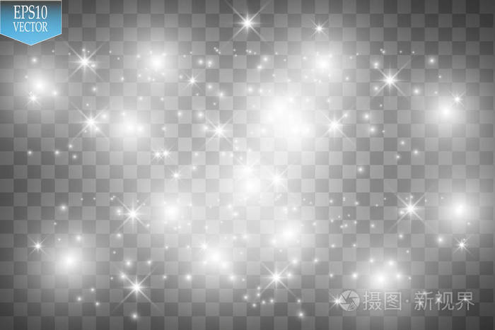 矢量白色闪光波图.白星尘土小道闪闪发光粒子分离透明背景