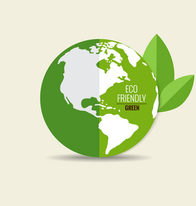 生态友好。生态理念与绿色生态地球和树木。Ve