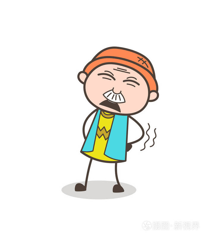 卡通老家伙有疼痛在腰矢量图