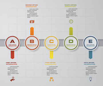 5 个步骤演示文稿模板。5 个步骤时间线的演示文稿模板