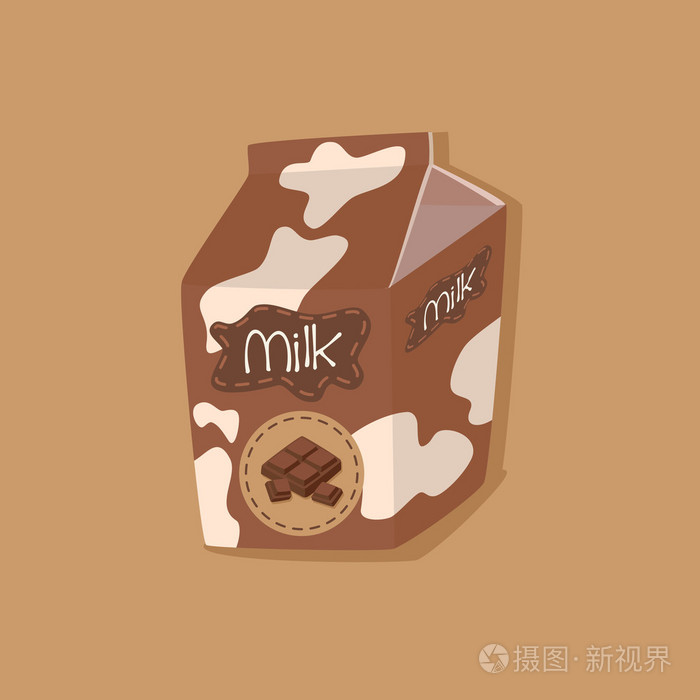 斑点的巧克力牛奶纸箱
