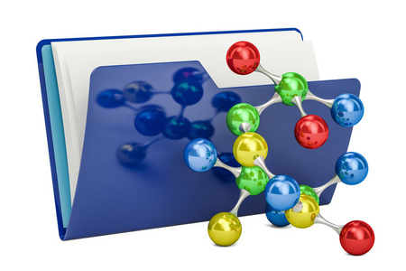 分子模型，3d 渲染计算机文件夹图标