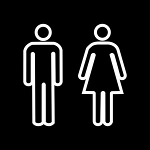 卫生间标识关系心理学概念是由男人和女人的头像,矢量标志或象征家庭