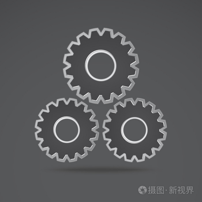 三个齿轮矢量插图