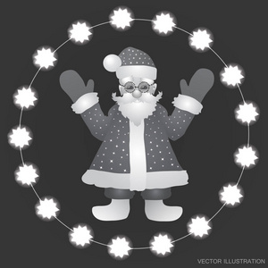 背景与圣诞老人的数字手上的白色黑色背景。矢量插图
