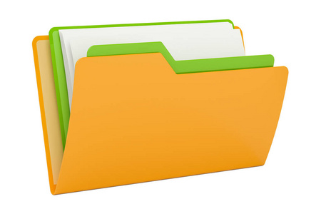 与文件夹里面，3d 呈现黄色计算机文件夹图标