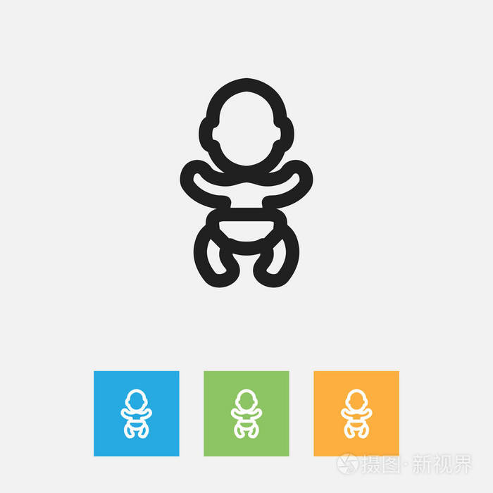 新生儿的轮廓上的乡亲符号的矢量插图优质隔离婴儿中平时尚元素