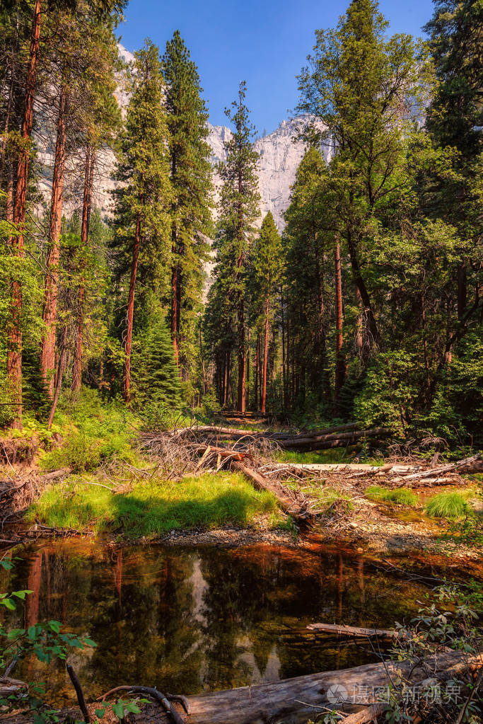 山脉和山谷景观在优胜美地国家公园
