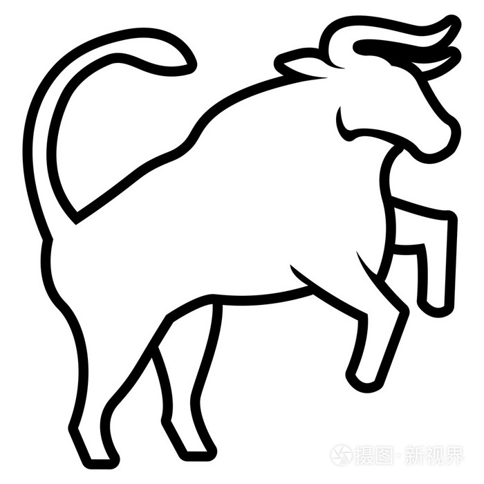 孤立在白色背景上的程式化的牛图插画-正版商用图片0ctqos-摄图新视界