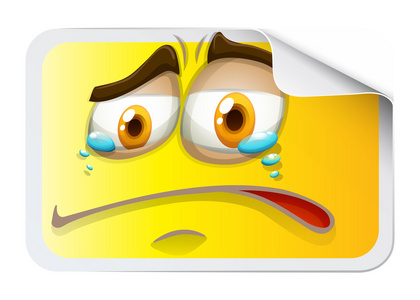 眼睛流泪背景图用哭脸的黄色矩形不干胶标签照片