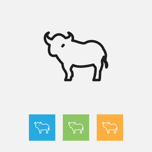矢量图的动物学上公牛大纲符号。优质分离水牛元素在时尚平面样式