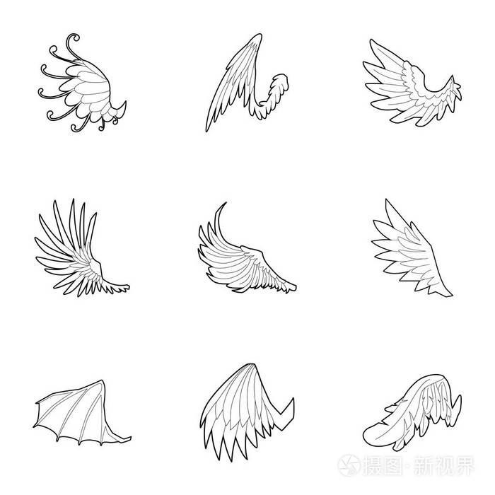 龙和格里芬图标集的翅膀插画-正版商用图片0ctw4r-摄图新视界