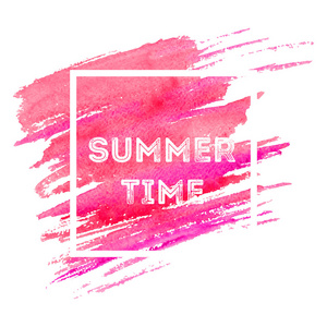 夏季时间海报与粉红色背景图片