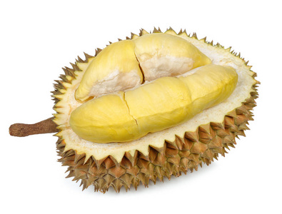 分离在白色背景上的著名本地榴莲 salika新鲜榴莲果木背景榴莲的特写