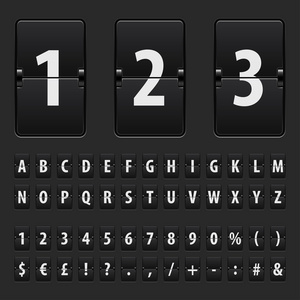 翻转黑色记分牌字母 数字和符号