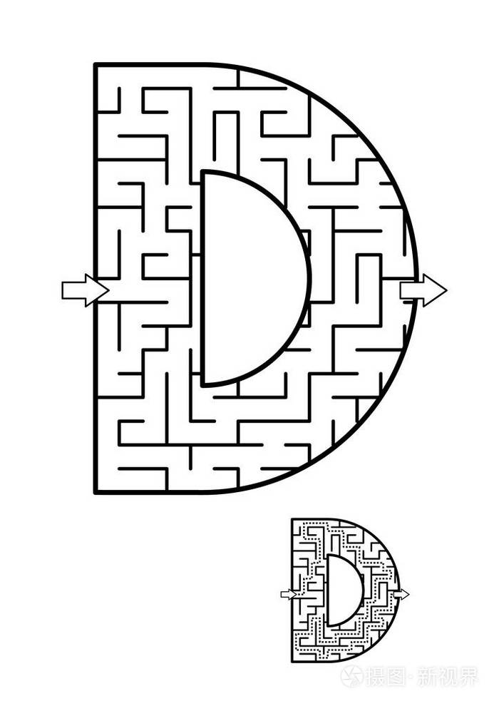 回到学校 abc 活动-孩子的字母 d 迷宫插画-正版商用图片0cufjg-摄图