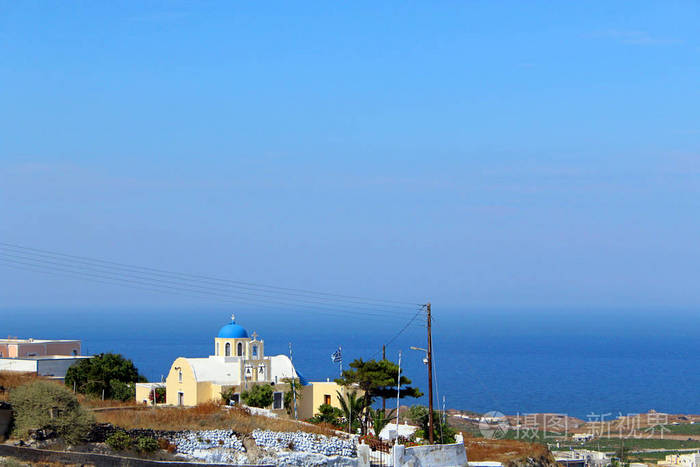 传统的圣托里尼岛建筑物和建筑风格的希腊