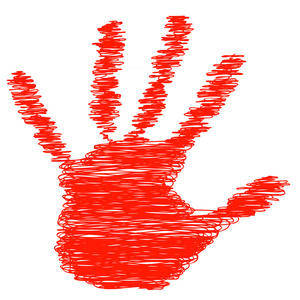 红色彩绘的手