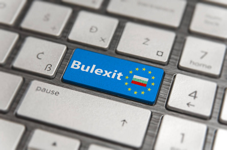 蓝色键输入保加利亚 Bulexit 与现代欧盟键盘按钮