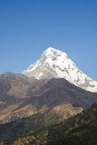早上，在尼泊尔的喜马拉雅山山脉