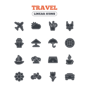 旅游图标。 飞机和汽车