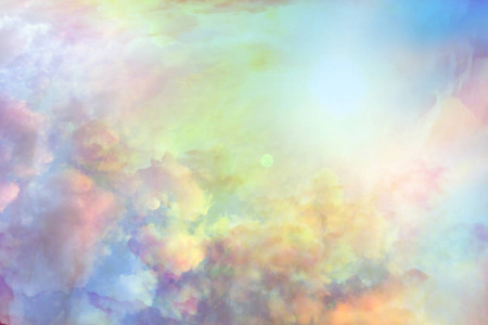 创意水彩背景的戏剧性多云的天空。梦幻多彩 cloudscape